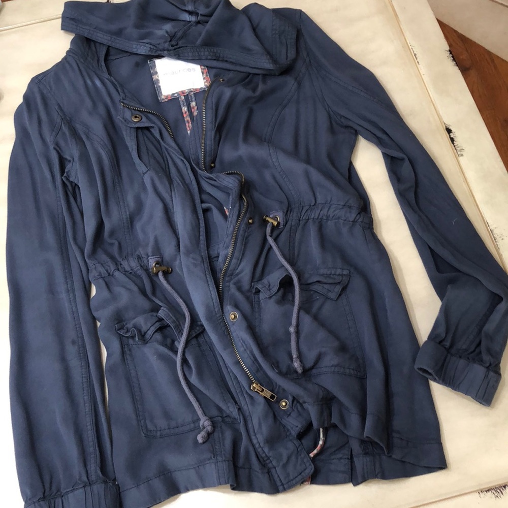 Cinched waist navy blue utility jacket